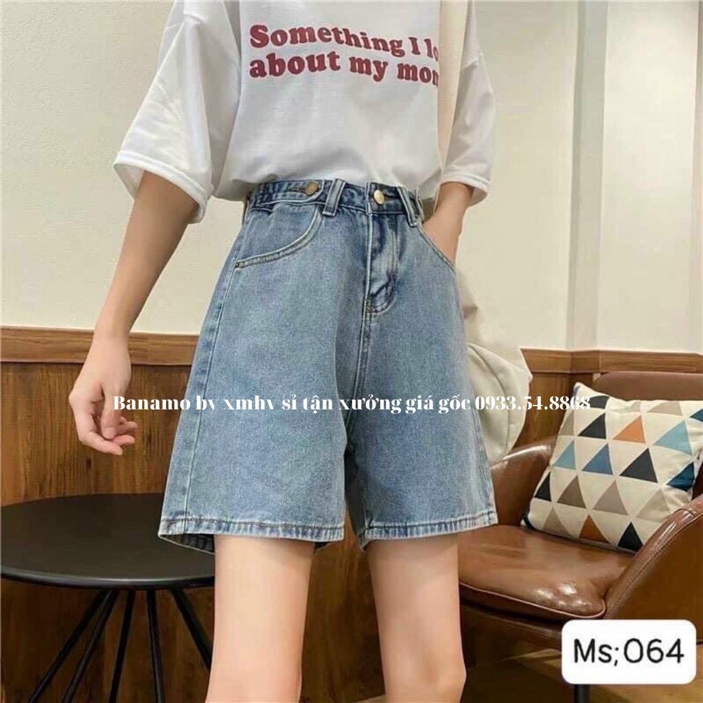 Quần short jean nữ 2 cúc eo, lưng cao siêu đẹp thời trang Banamo fashion jean nữ 2 cúc eo 662