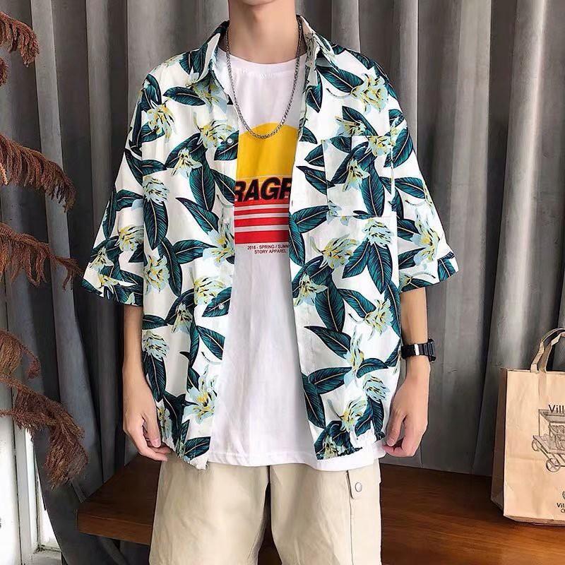 Áo sơ mi tay ngắn in hình hoa thời trang cá tính dành cho nam