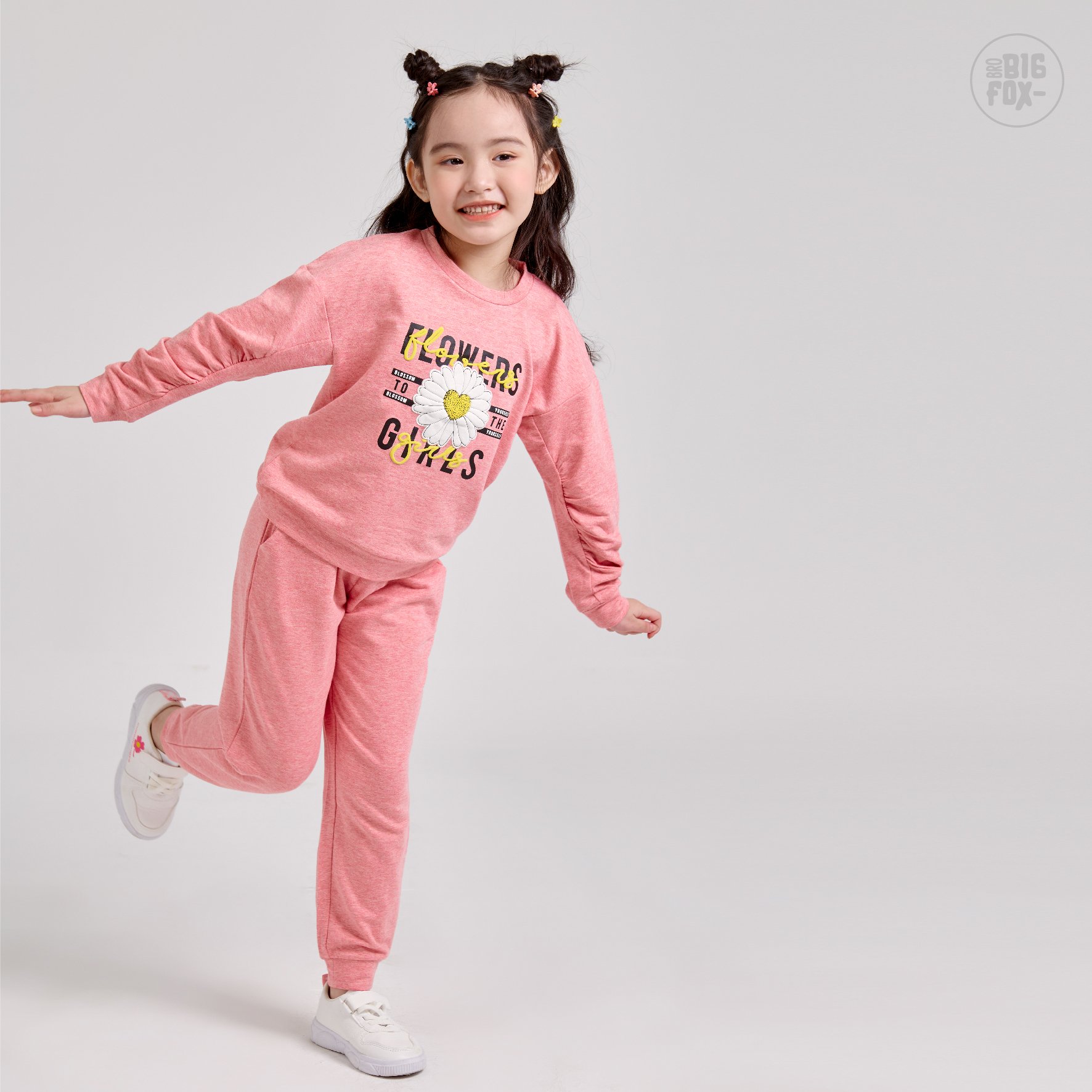 Bộ bé gái BIGFOX - MISS MEOW thu đông size đại, bộ dài tay cho bé phong cách Hàn Quốc in hoa cúc Flowers Girls 11 - 51 kg