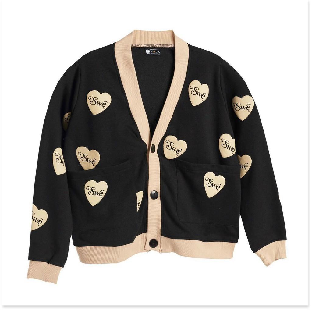 Áo khoác nỉ cardigan nữ hoạ tiết trái tim màu kem be full áo siêu xinh xắn , hottrend 2021 phong cách style Hàn cute đáng yêu,nhẹ nhàng-JINS STORE