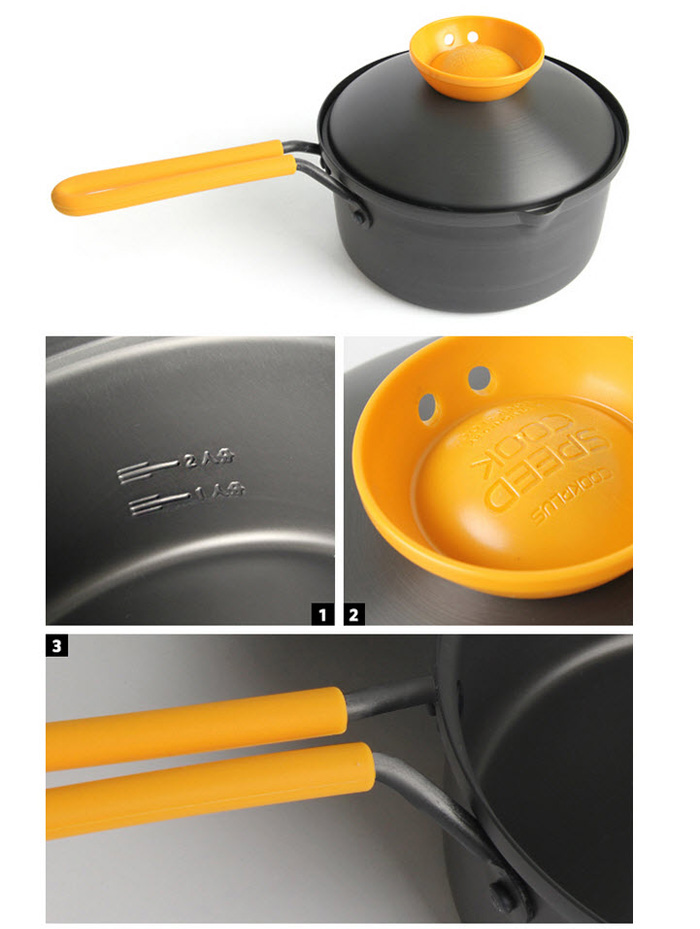 Nồi Lock&amp;Lock Cookplus Speed Cook Một Tay Cầm LCA3181Y 18cm Tặng Kèm Bộ 3 Hộp Nhựa Đựng Thực Phẩm
