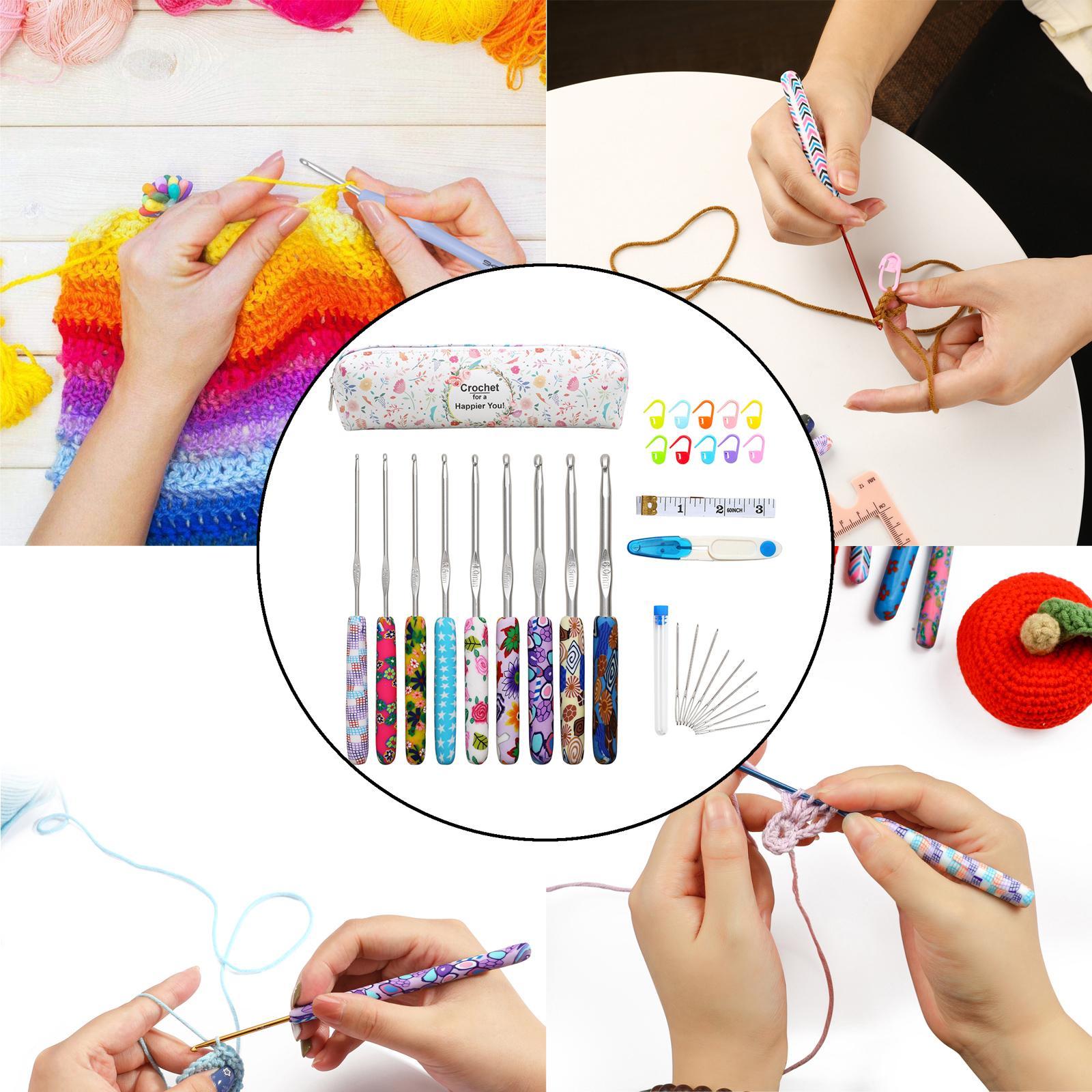 31Pcs Crochet Hook Kit Yarn Knitting Hooks + Case 9-Sizes for Beginners