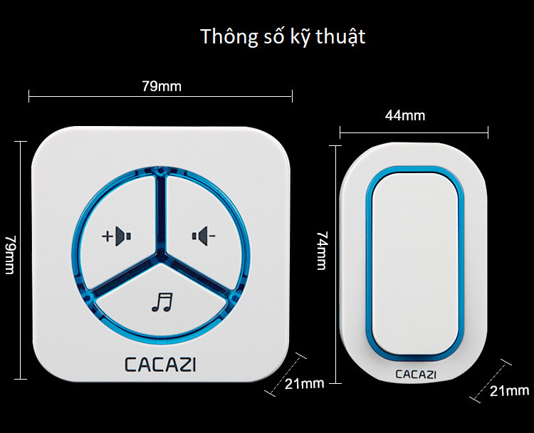 Chuông báo đôi thông minh không dây có đèn âm lượng to, truyền tín hiệu xa 9909-2 (Tặng 3 móc treo đồ dán tường dán tường ngẫu nhiên)