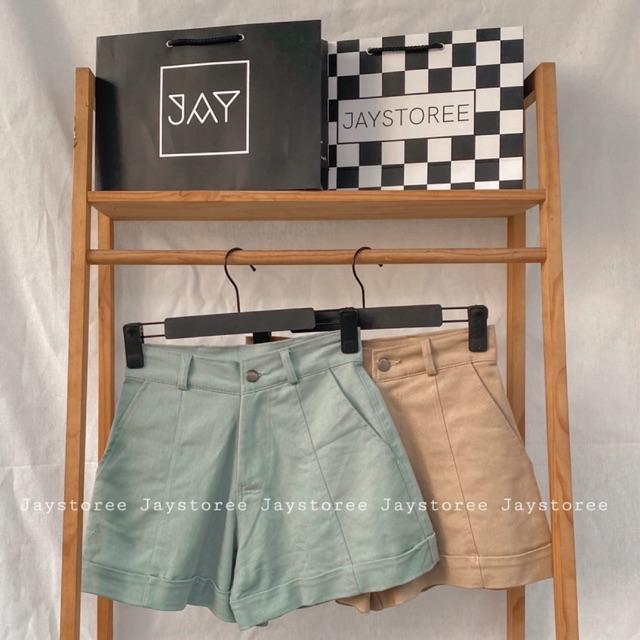 Quần short kaki nữ Mint/ Tan Jaystoree/Quần short lưng cao