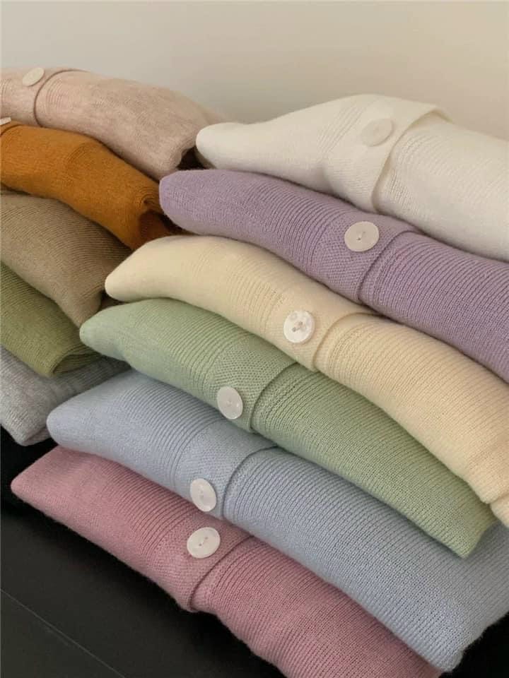 ÁO KHOÁC LEN LỬNG CARDIGAN MỎNG MÀU TRƠN PASTEL CÀI NÚT TAY DÀI DẠO PHỐ ĐI CHƠI ĐI LÀM ĐI HỌC CÔNG SỞ ĐI BIỂN ĐI TIỆC