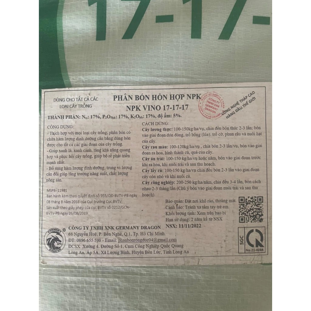 Phân npk 17 17 17 + te (1kg) dạng hạt chuyên dùng cho tất cả các loại cây