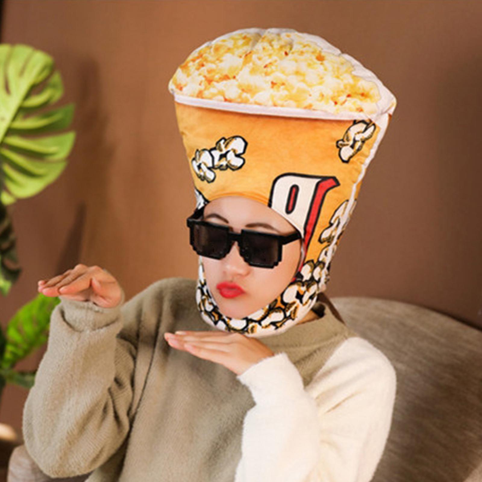 Soft Plush Popcorn Hat for Adults Kid Halloween Headdress Fancy Dress up Hat