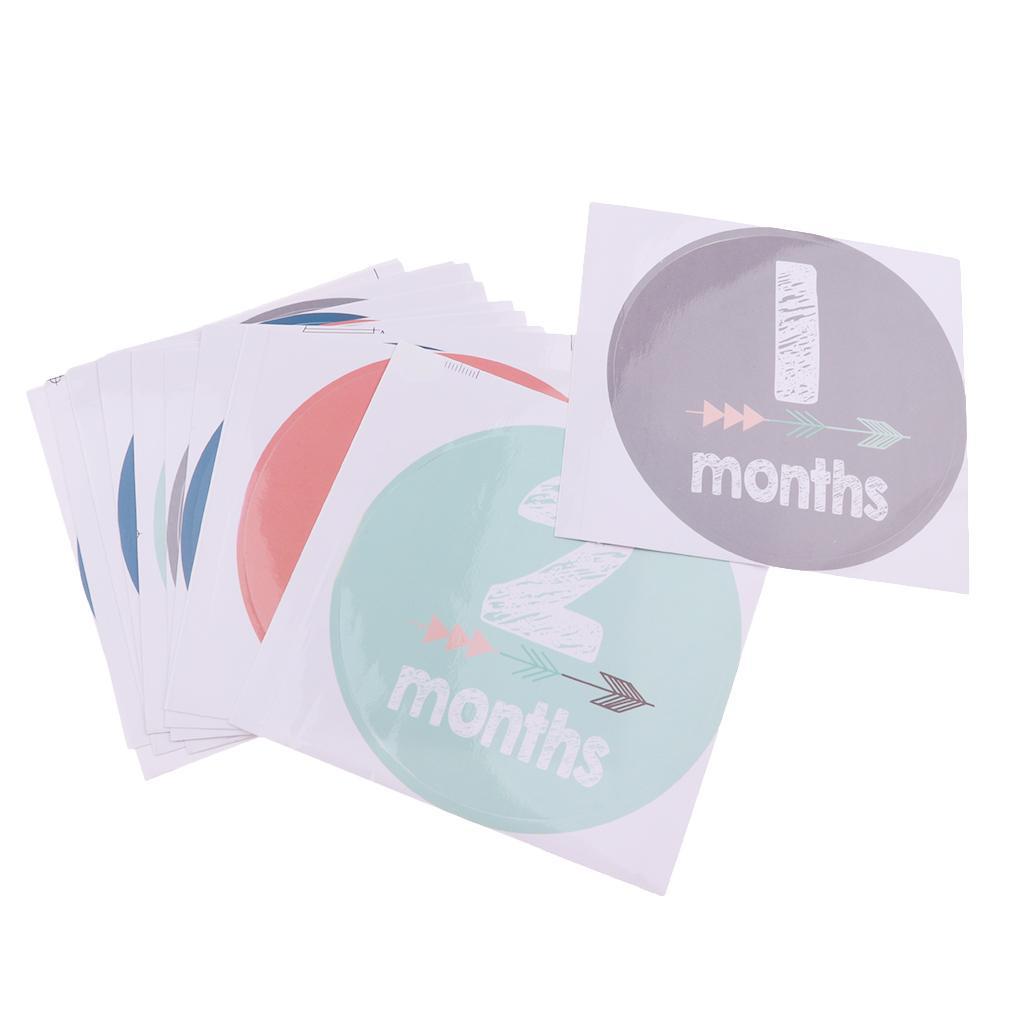 1-12 Months Baby Milestone Month Animal Stickers Baby Boys Girls Photo Props