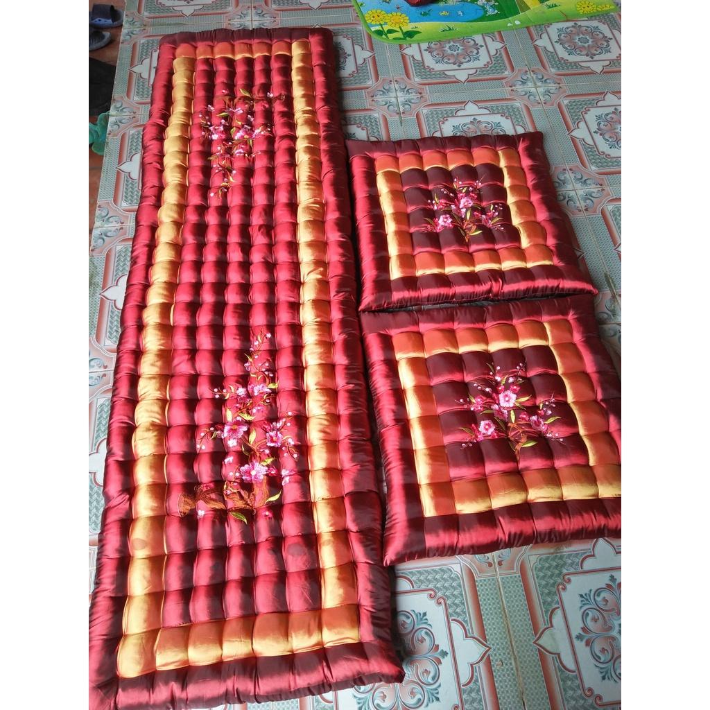 Bộ đệm ngồi ghế gỗ thảm trải ghế sofa 1m70x50x5 cm và 2 ngắn 50x50x5 cm