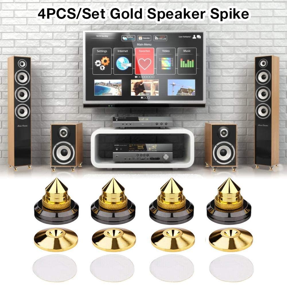 Bộ 4 Đế Đỡ Loa Đầu Nhọn Mạ Vàng Hợp Kim Chống Rung Chuyên Dụng - Hàng Nhập Khẩu