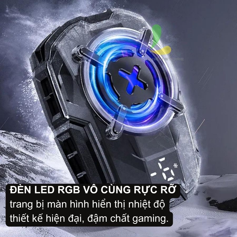 Quạt tản nhiệt điện thoại Memo DL16 sò lạnh - Quạt gaming hạ nhiệt công suất 27W có led RGB công nghệ AI - Hàng nhập khẩu