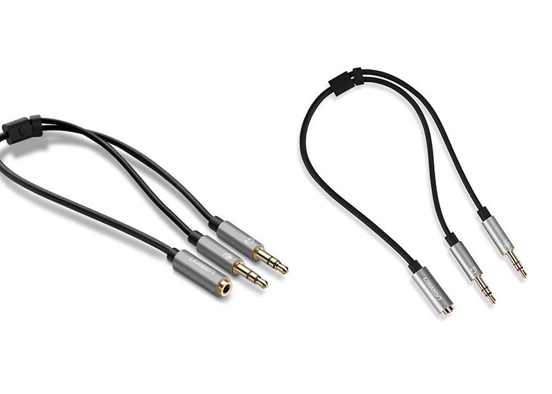 Cáp Gộp Audio 3.5mm 2 Vào 1 Ra – Mic và Headphone Ugreen 20899 hàng chính hãng