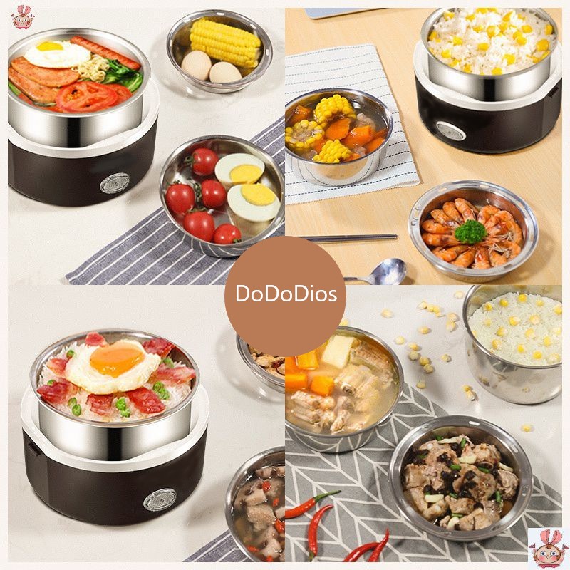 Hộp cơm cắm điện giữ nhiệt 3 tầng, chất liệu inox 304 an toàn sức khỏe, hộp cơm giữ nhiệt, hộp cơm văn phòng tiện lợi - Chính hãng DoDoDios