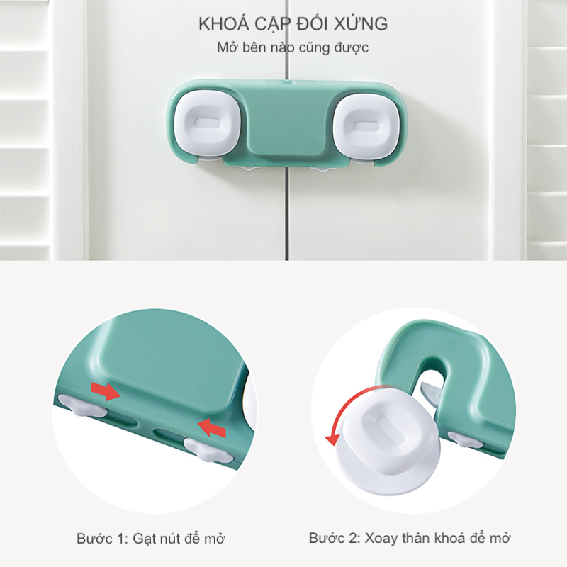 Thanh Chắn Khóa 2 Lớp Cửa Tủ, Hộc Tủ, Ngăn Kéo (Set 2 Cái) - KUB