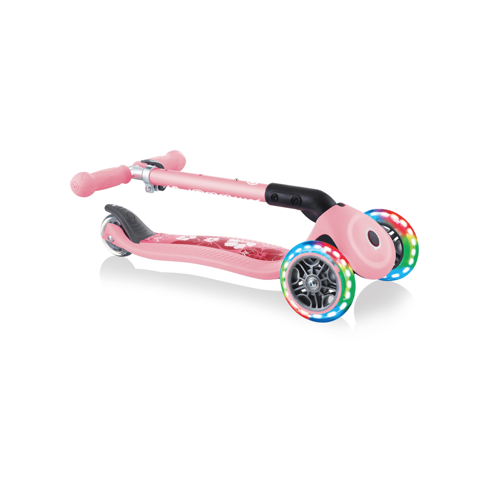 Xe Trượt Scooter 3 Bánh Gấp Gọn Có Bánh Xe Phát Sáng Globber Junior Fantasy Cho Trẻ Em Từ 2 Đến 6 Tuổi - Hồng Pastel Có Họa Tiết