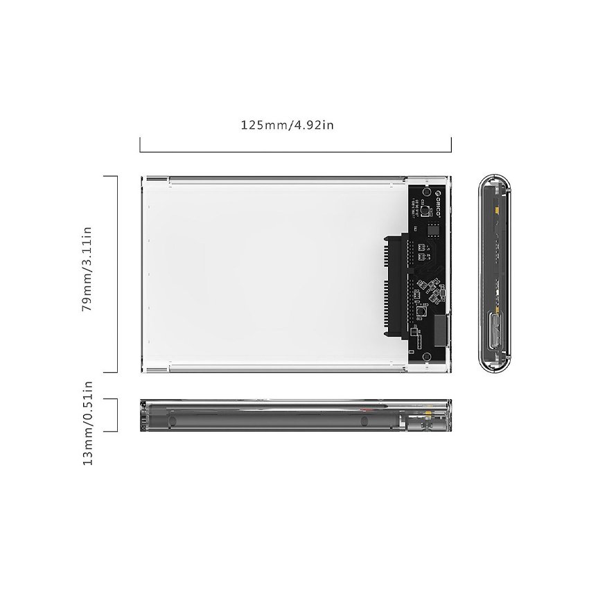 Hộp box đựng ổ cứng laptop 2.5inch trong suốt External Case chuẩn USB 3.0 - Hàng chính hãng