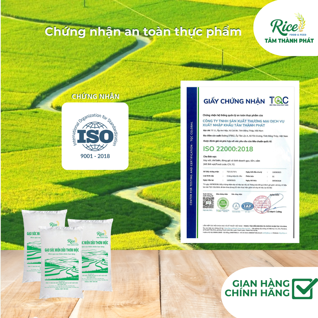 10KG GẠO SÓC MIÊN DẺO THƠM MỘC - HIỆU CON GÀ