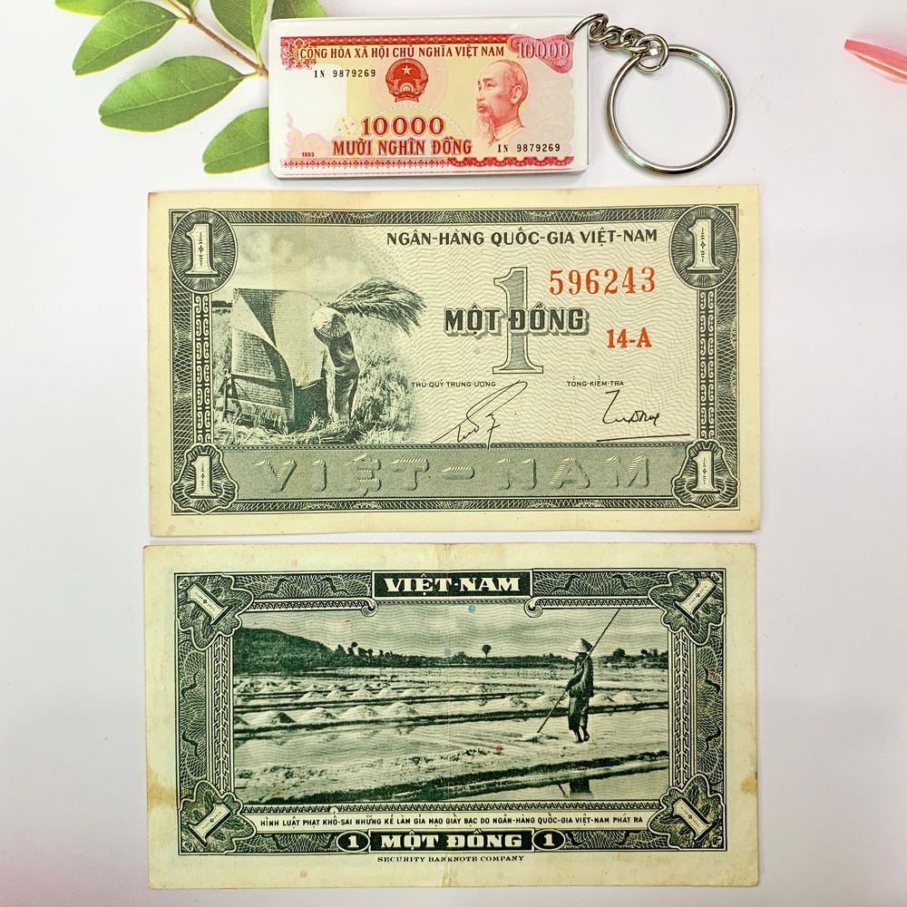 1 Đồng đập lúa ruộng muối ngày xưa thời bao cấp - tặng kèm móc khóa tiền xưa