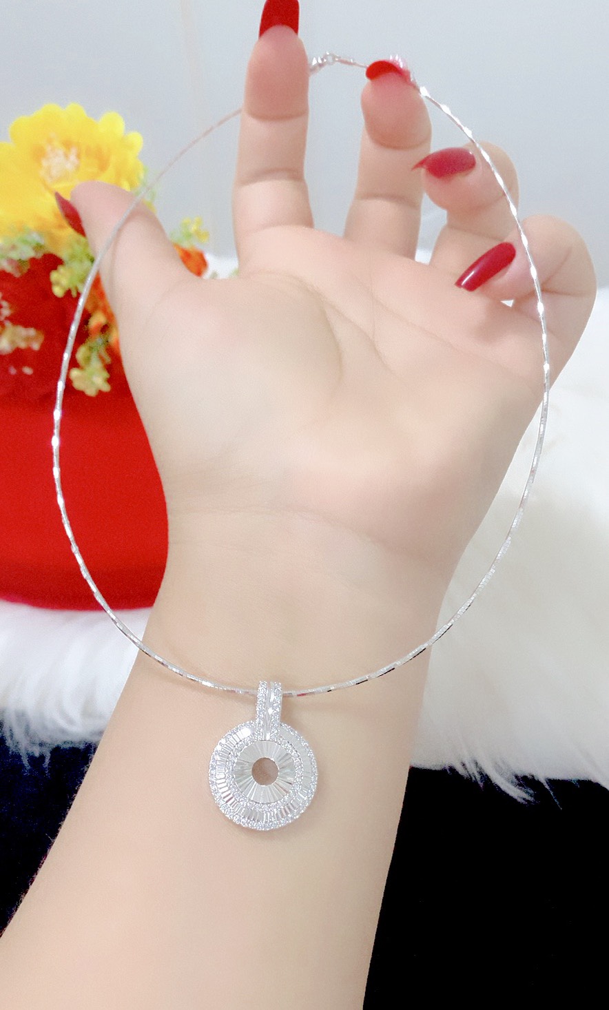 Kiềng cổ mặt xoàn mạ bạch .kim cao cấp P634