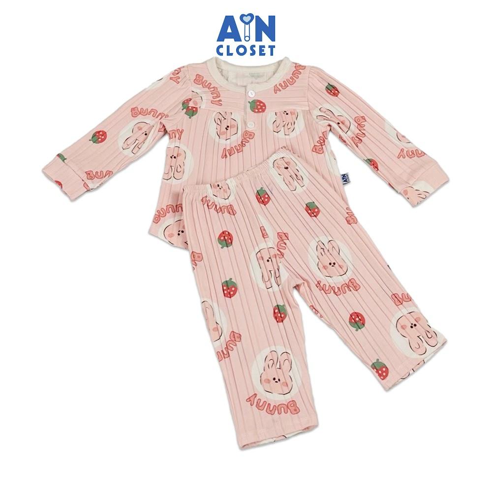 Bộ quần áo Dài bé gái họa tiết Thỏ Bunny Hồng Thun cotton - AICDBGAKL7KY - AIN Closet