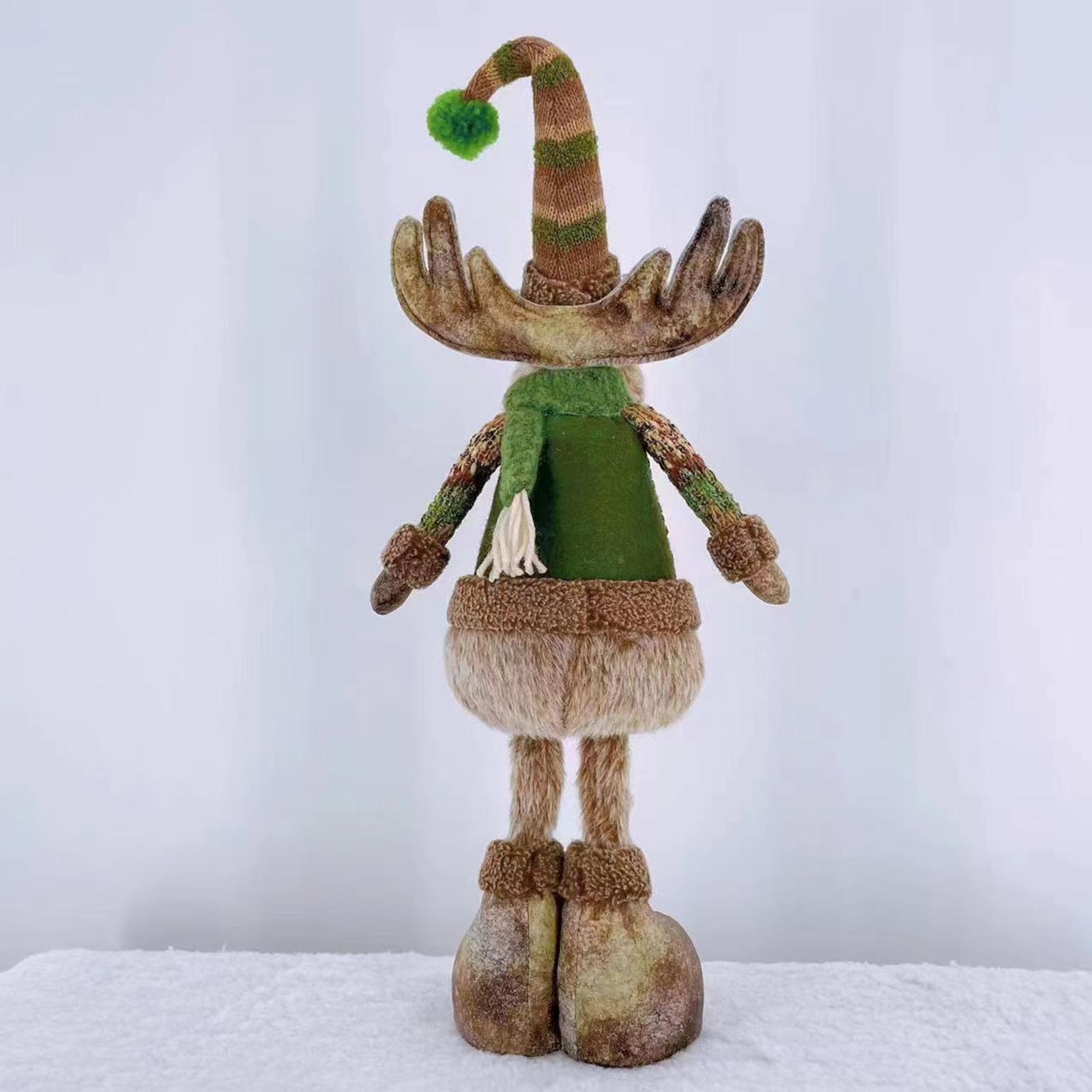 Christmas Reindeer Plush Toy Standing Doll Statue Stuffed Animal Hanging Sculpture for Bedroom Farmhouse Decoration