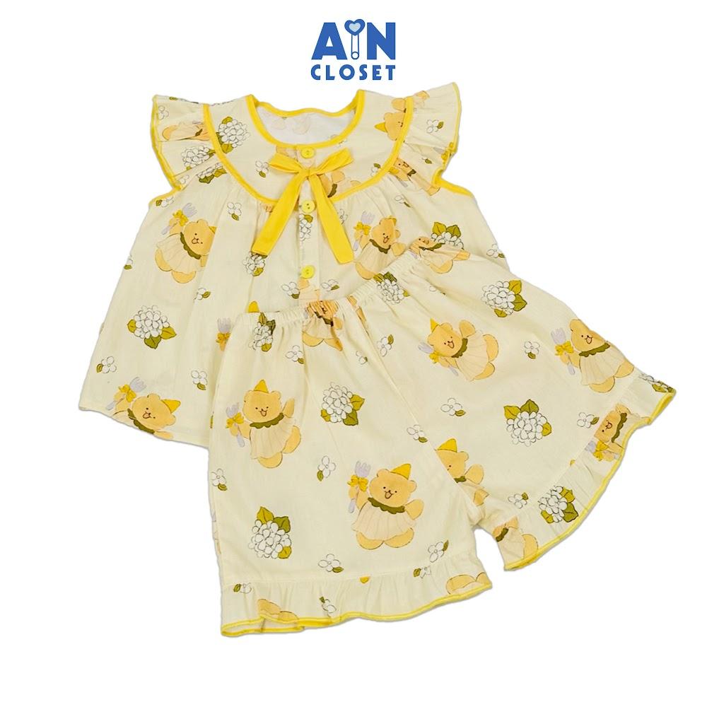 Bộ quần áo Ngắn bé gái họa tiết Gấu Vàng cotton - AICDBGPGJJE8 - AIN Closet
