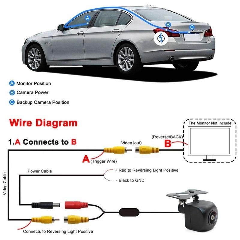 Camera Chiếu Hậu HD Góc Rộng 170 Độ Chống Thấm Nước Hỗ Trợ Đậu Xe Ban Đêm Cho Ô Tô