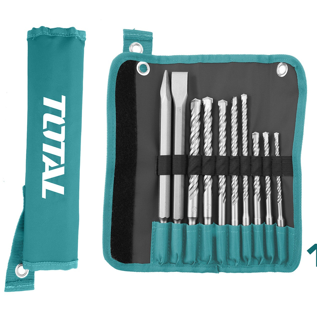 Bộ 10 mũi  khoan gài và mũi  đục total TACSD19101