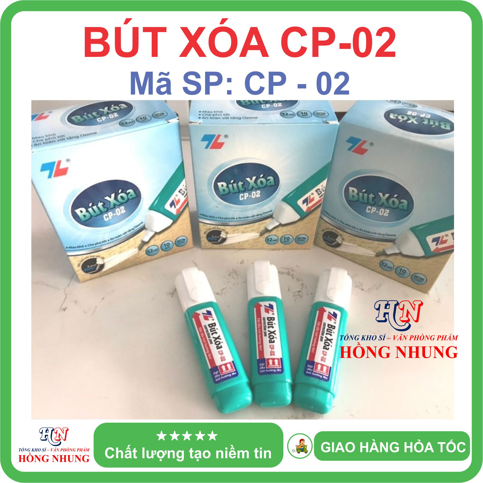 [SÉT] COMBO Hộp 10 Bút xóa nước CP-02, An Toàn, Không Độc Hại, Kiểu Dáng Nhỏ Gọn