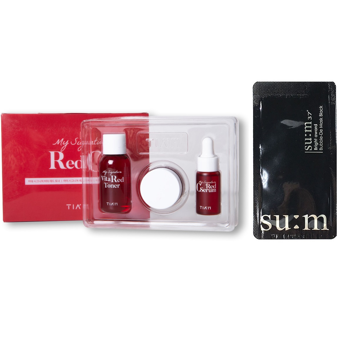 Bộ Kit 3 Món Dưỡng Trắng Sáng Da My Signature Red C ( Mini ) + Tặng kèm 1 mặt nạ sủi bọt thải độc Su:m 37 Đen