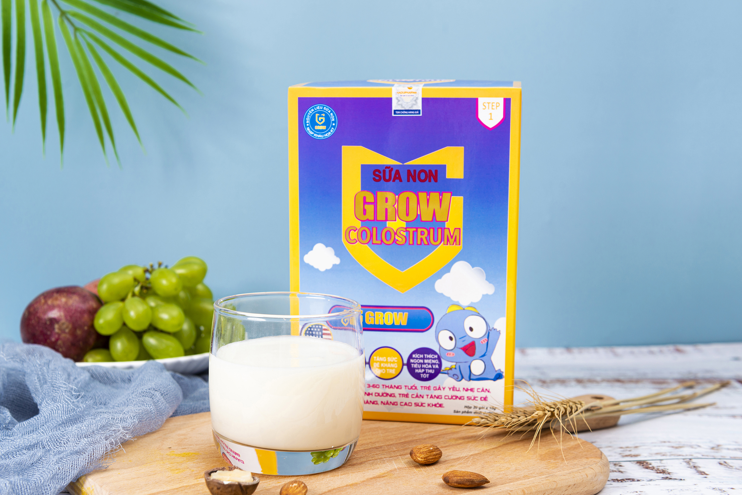 Combo 3 hộp sữa non Grow Colostrum Hộp 20 gói x 10g giúp bé phát triển chiều cao trí não, bổ sung dinh dưỡng khoáng chất