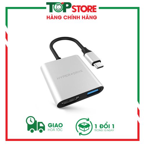Cổng chuyển Hyper HyperDrive 4K HDMI 3-in-1 USB-C Hub dành cho Macbook, PC và Devices - Hàng Chính hãng