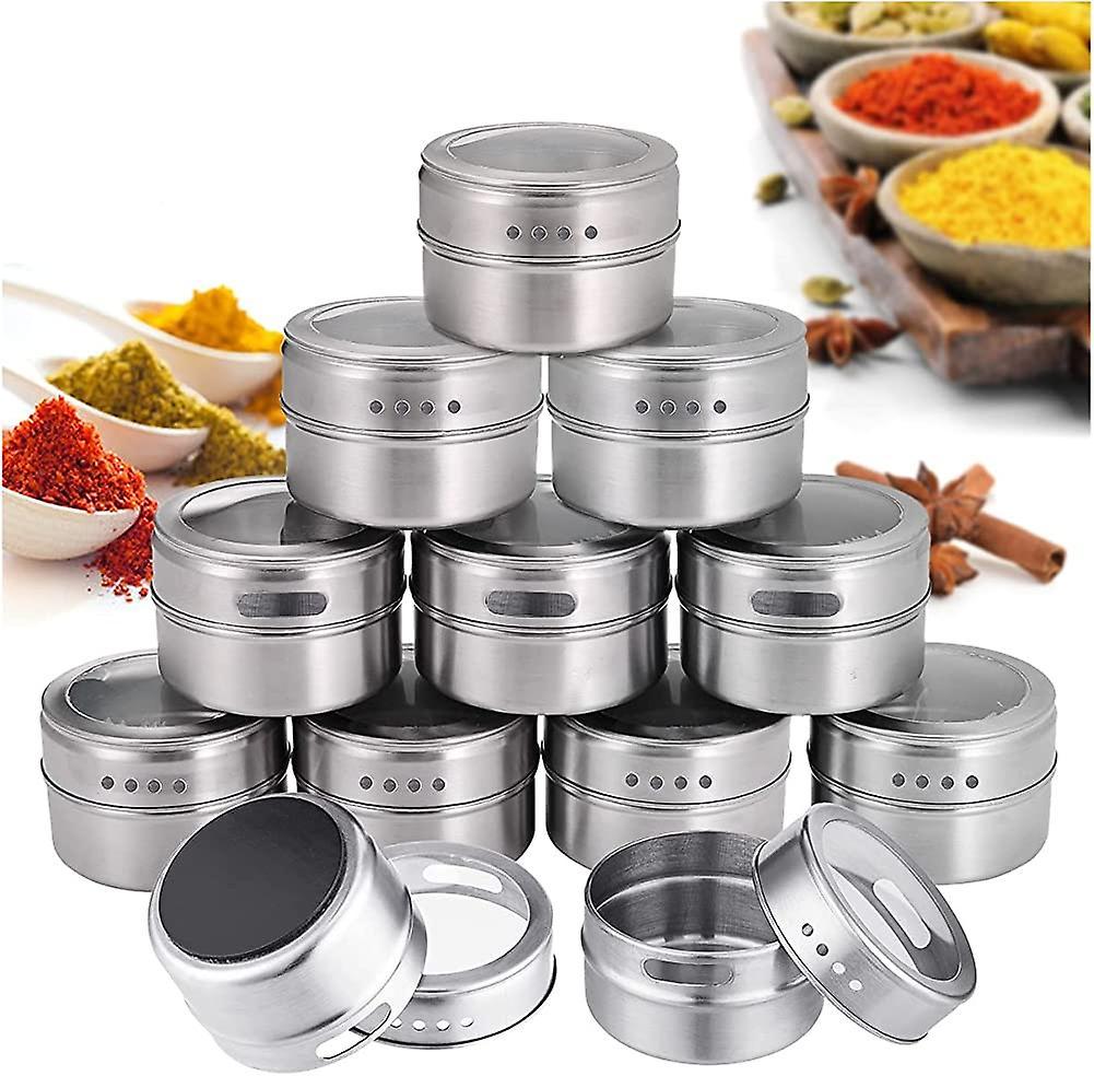 Lọ gia vị từ tính, bộ 12 lọ gia vị từ tính, cho nhà bếp, tròn