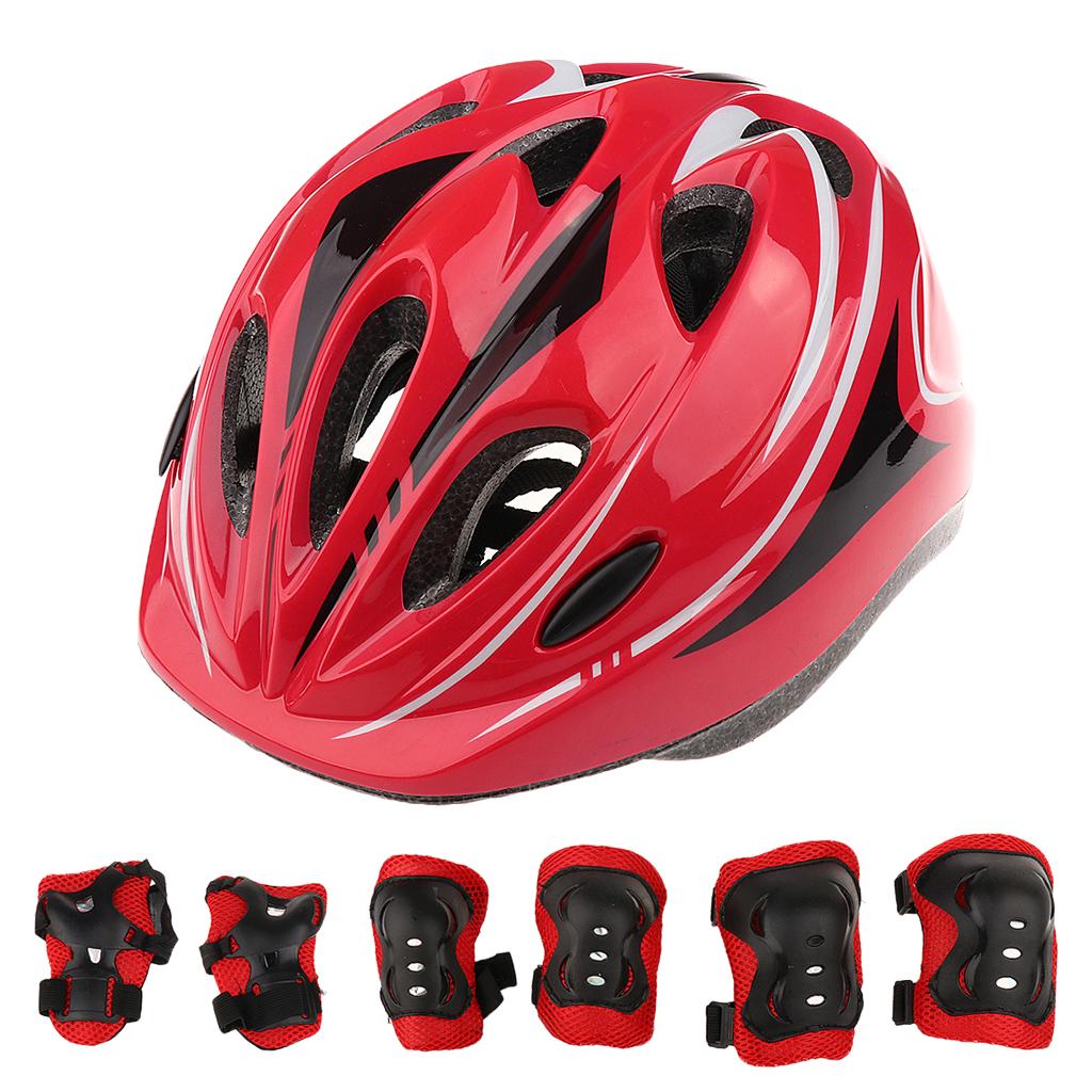 7 Pieces Kid Child Roller Skating Bike Helmet Knee Wrist Guard Elbow Pad Set