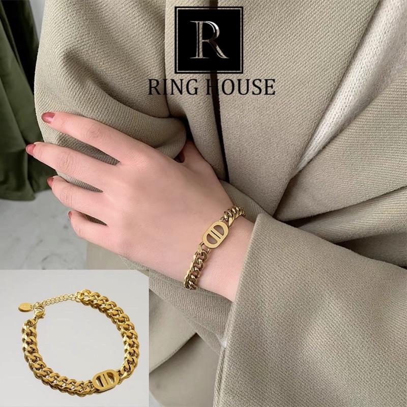 Lắc Tay Vòng Tay Nữ Dây Xích Titan Không Gỉ Vàng Gold Cá Tính DO Đẹp Ring House