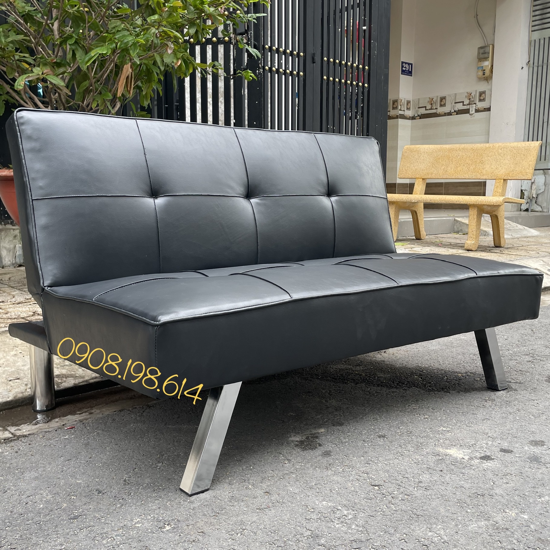 Ghế Sofa mini 1.2m chân kim loại - Sofa Giường - Sofa Bed thông minh cho phòng nhỏ