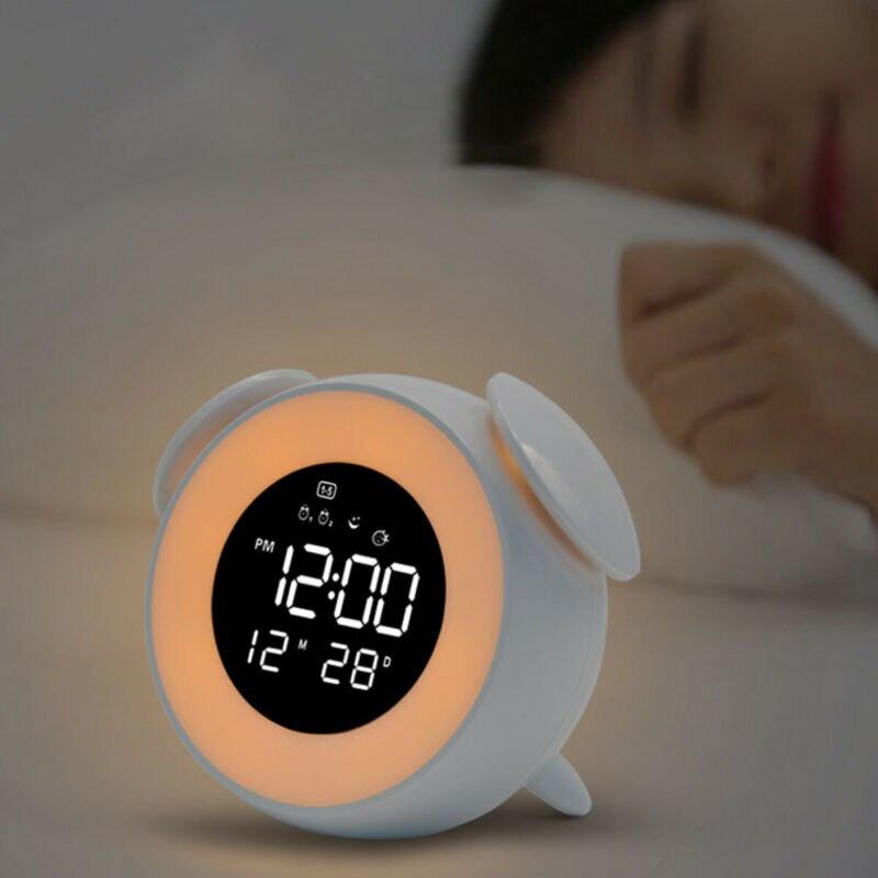 AA 1PC Digital LED Electronic Alarm Clock Mini Desktop Clock Mirror Surface LED Clock Night Lightwith USB Charging