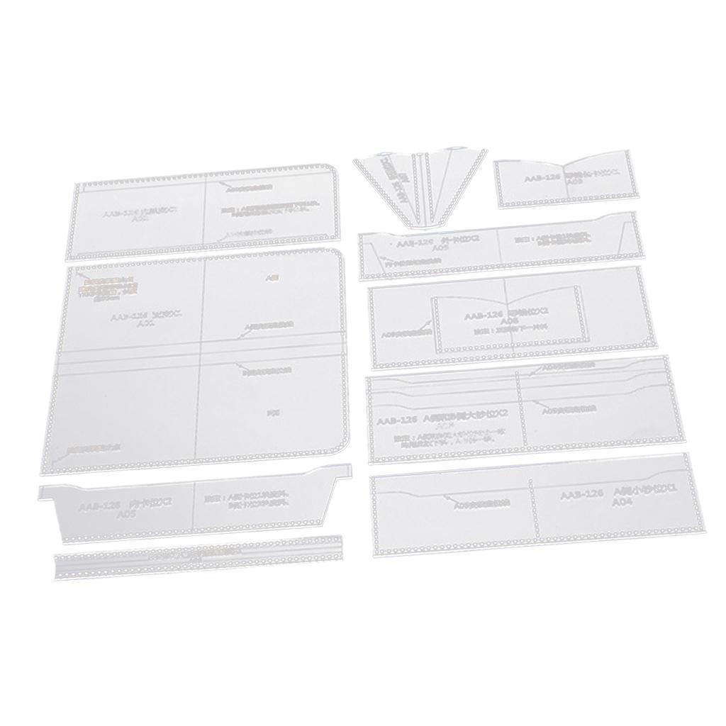 10pcs Acrylic Wallet Pattern Stencil Template Leather Crafts for Women Men