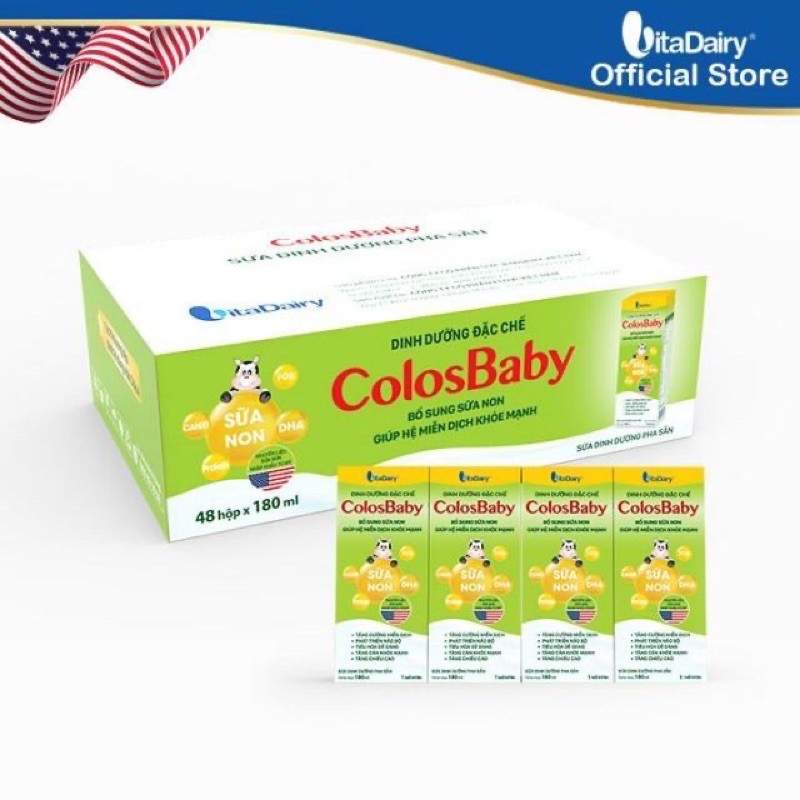 Thùng sữa pha sẵn Colos Baby 180ml ( 48 hộp x 180ml)