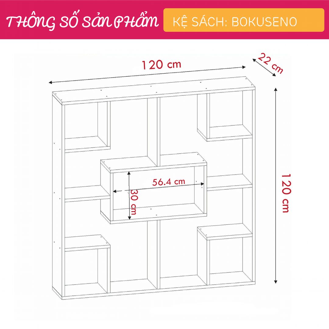 Giá sách hiện đại bằng gỗ công nghiệp cao cấp SMLIFE Bokuseno