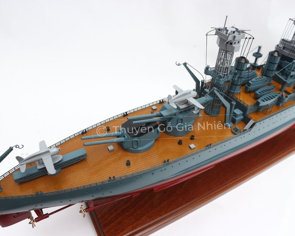 Mô Hình Thuyền Gỗ Phong Thủy Dạng Thuyền Chiến USS WEST VIRGINIA Chính Hãng Hàng Xuất Khẩu Chất Lượng Cao
