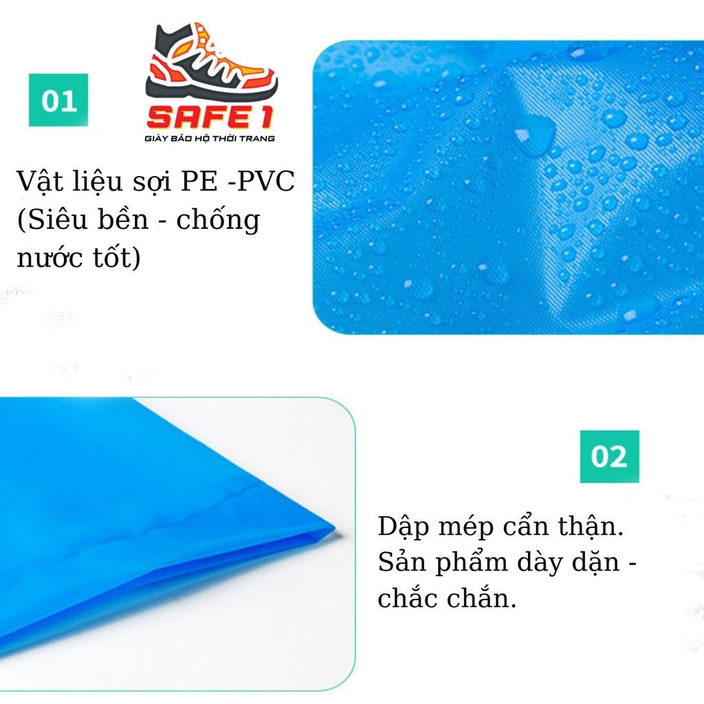 Áo mưa liền thân đi bộ tay bo chất liệu sợi PE-Eva. Kiểu dáng thời trang dùng được nhiều lần