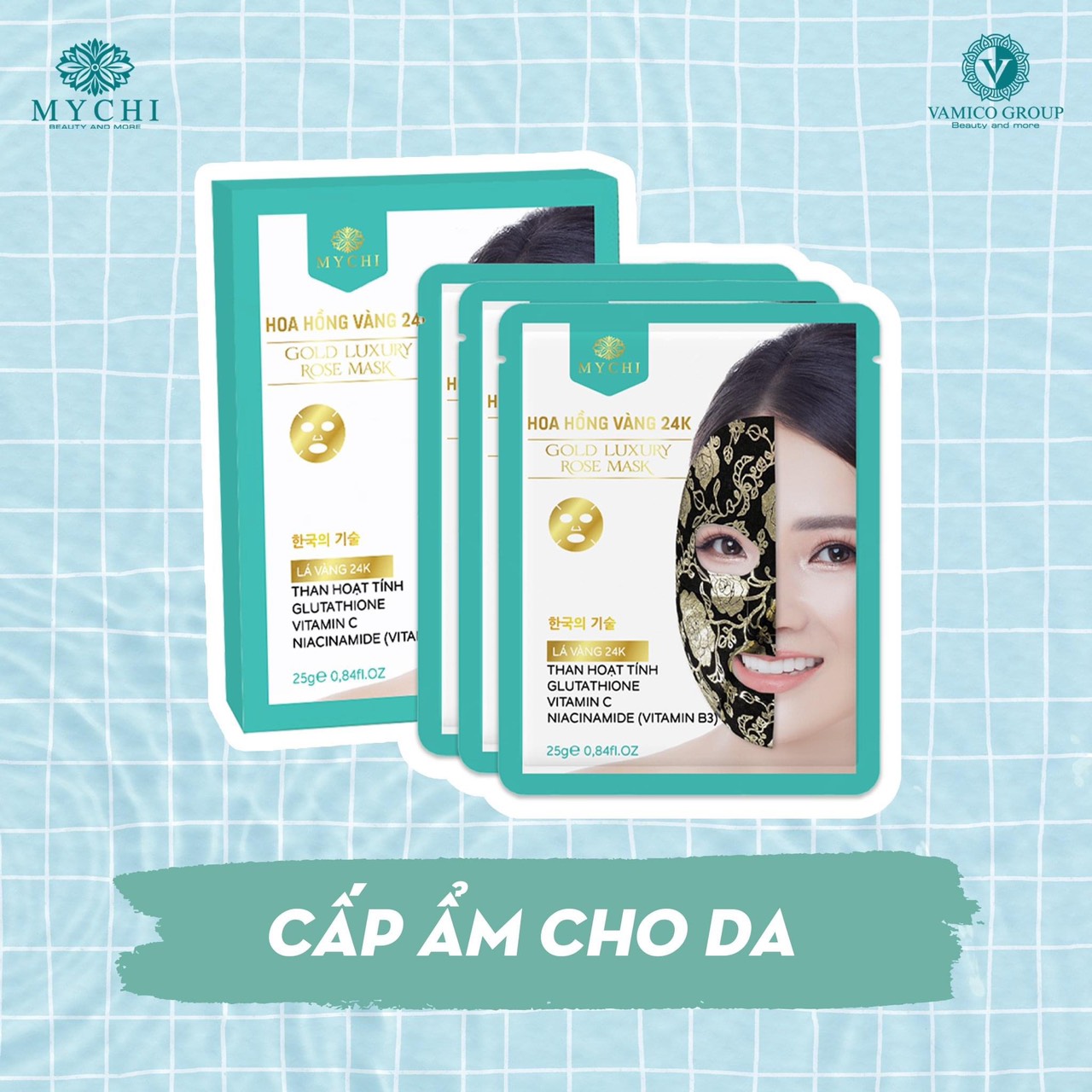 Mặt nạ đảo chiều Mychi - Hoa hồng vàng 24k Gold Luxury Mark