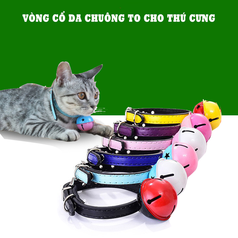 Vòng Cổ Da Chuông Lớn Cho Chó Mèo