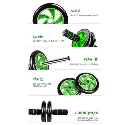 Con lăn tập cơ bụng 2 bánh cỡ lớn new - Xanh dương