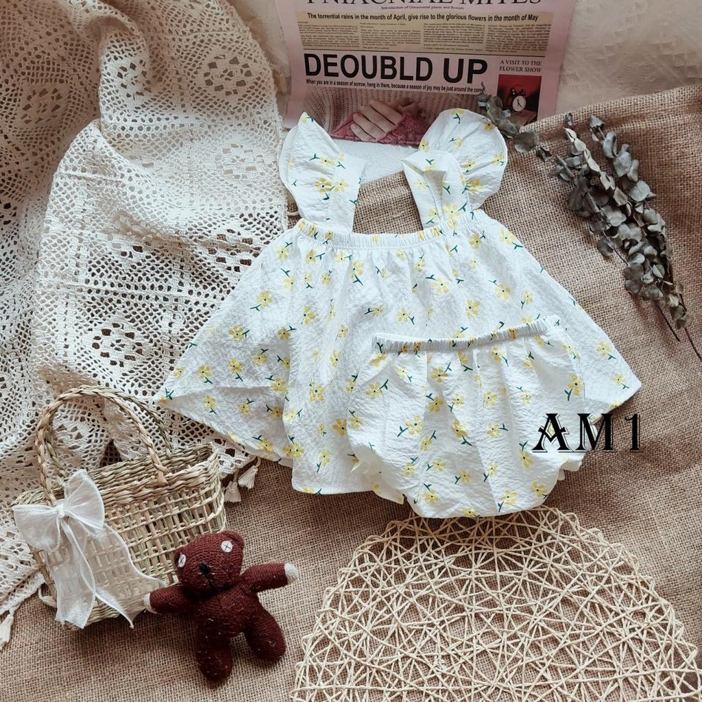 Đồ bộ bé gái quần áo cánh tiên vải đũi QATE902 - bộ cánh tiên bé gái xinh xắn