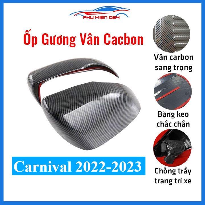 Ốp gương chiếu hậu Carnival 2022-2023 vân Cacbon bảo vệ chống trầy trang trí làm đẹp xe