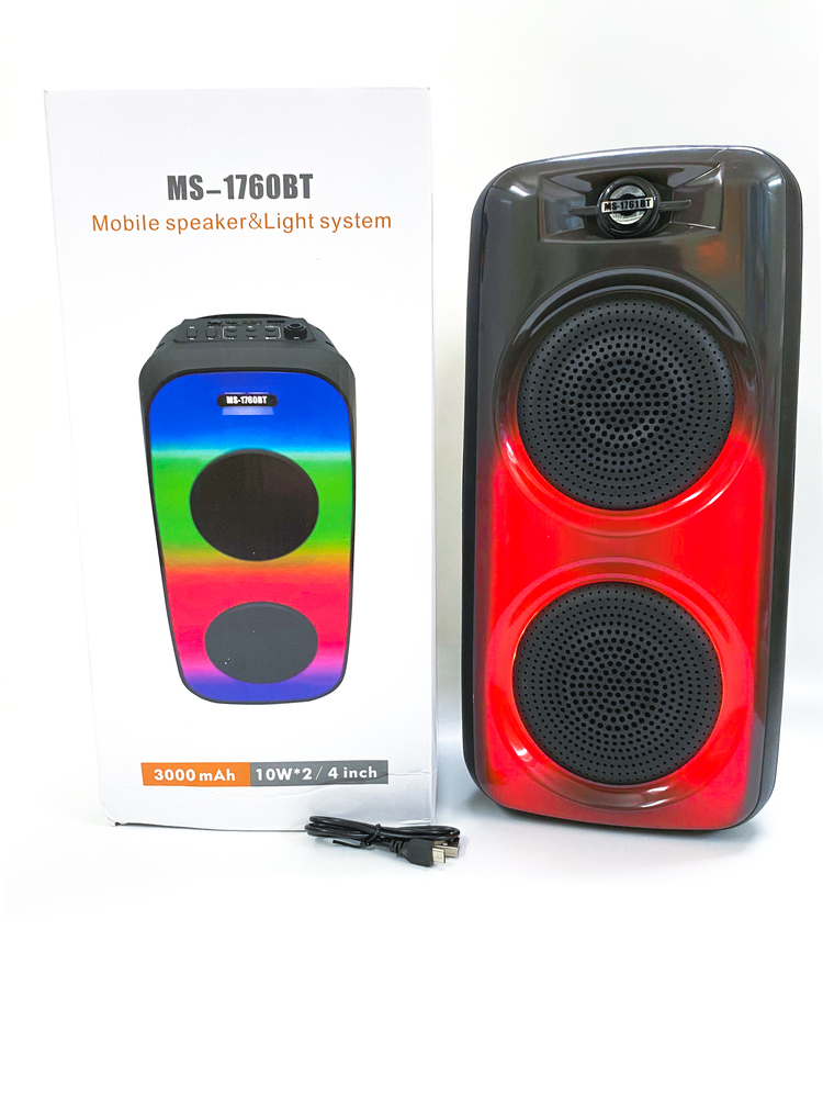 Loa Bluetooth MS-1761BT với đèn led RGB âm thanh bass mạnh tích hợp khe cắm thẻ nhớ, USB và có thể karaoke