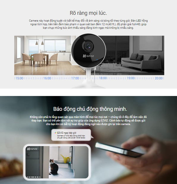 Combo Camera Wi-fi Trong Nhà EZVIZ C1C-B 2MP Kèm Thẻ Nhớ 32GB/64G - Hàng Chính Hãng
