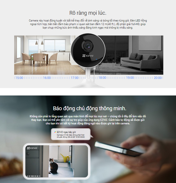 Combo Camera Wi-fi Trong Nhà EZVIZ C1C-B 2MP Kèm Thẻ Nhớ  32GB/64G - Hàng Chính Hãng
